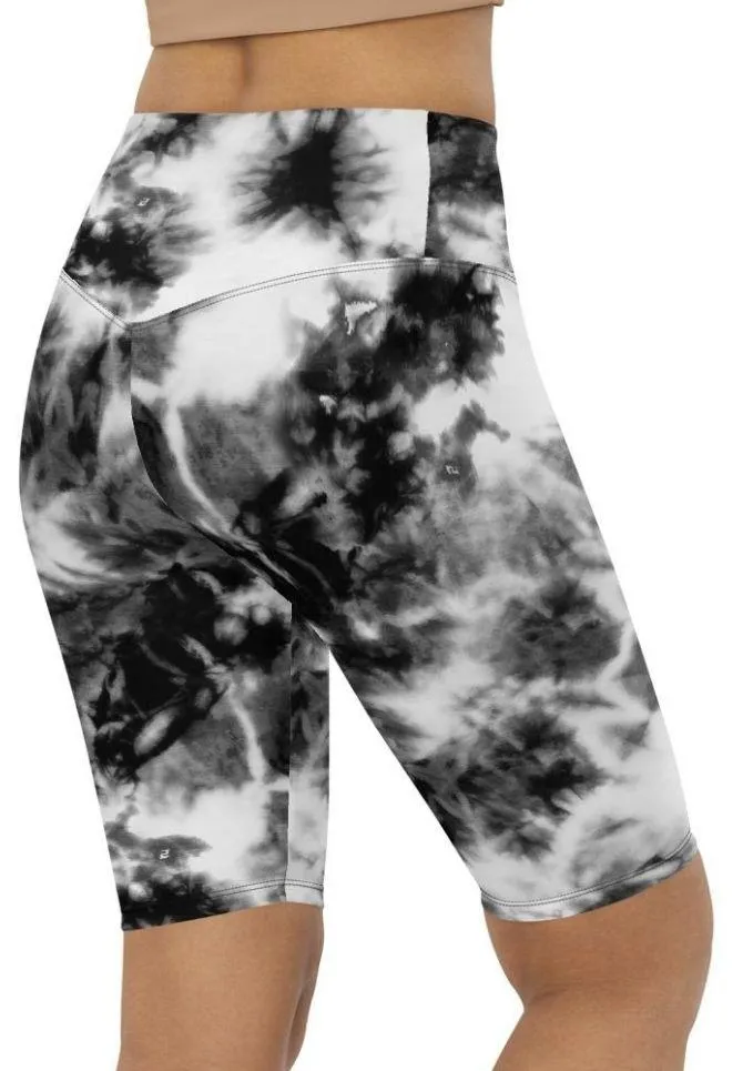 Black & White Tie Dye Biker Shorts