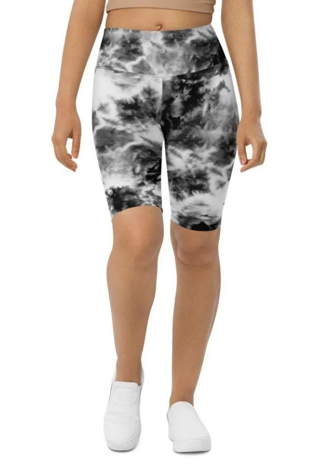 Black & White Tie Dye Biker Shorts