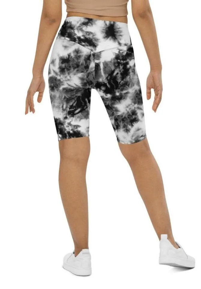 Black & White Tie Dye Biker Shorts