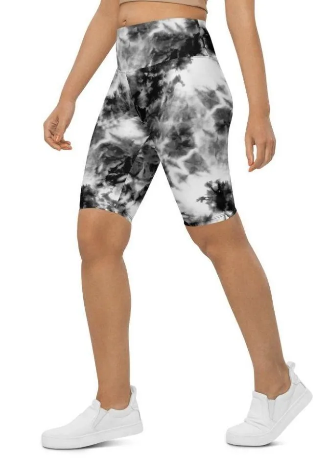 Black & White Tie Dye Biker Shorts