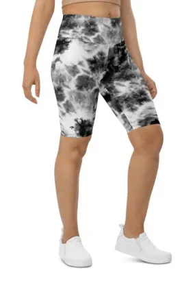 Black & White Tie Dye Biker Shorts