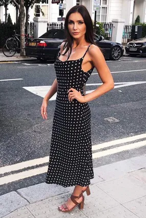 Black Cowl Neck Polka Dot Dress