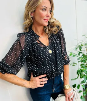 Black Diamond Print Blouse