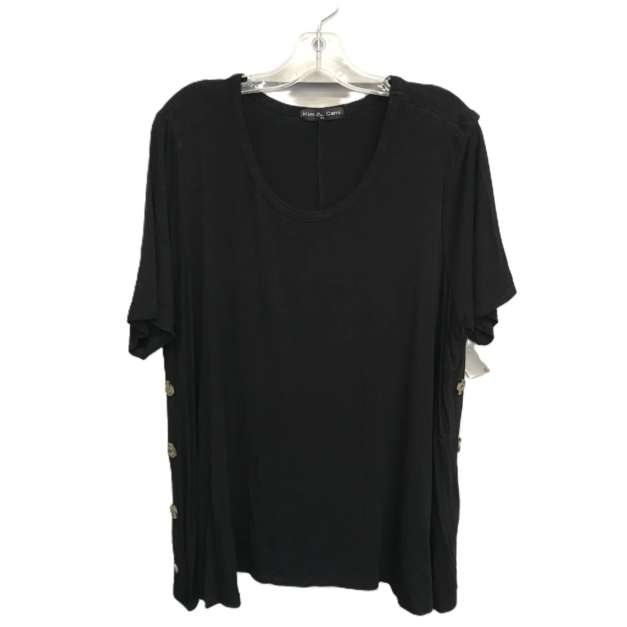 Black Top Short Sleeve Basic By Kim & Cami, Size: 2x