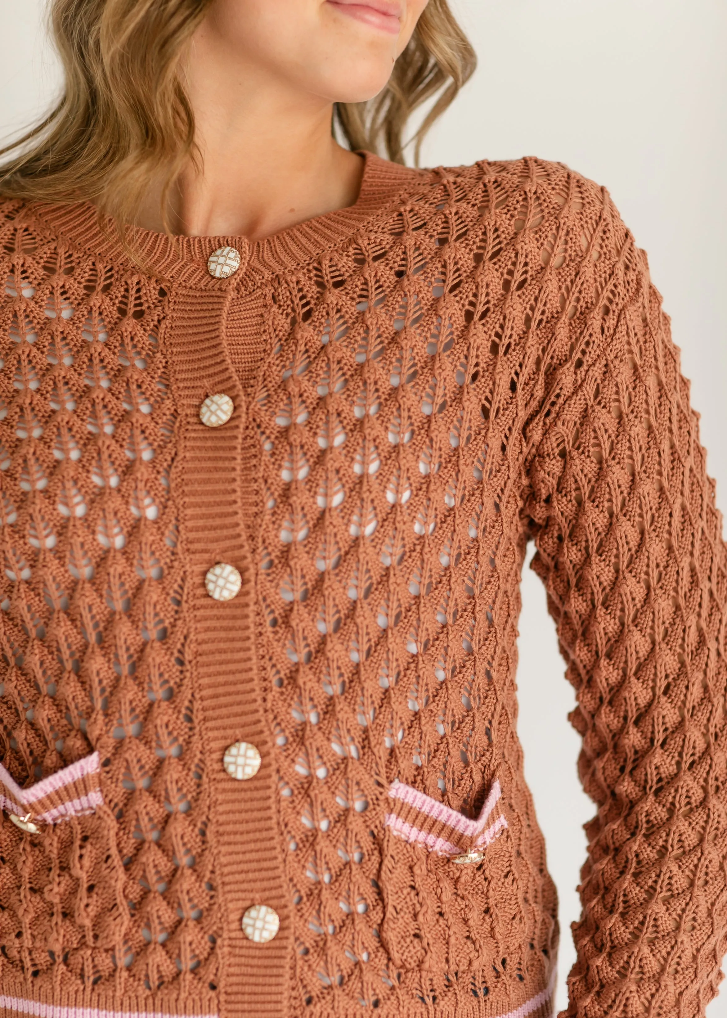 Button Up Rust Knit Cardigan