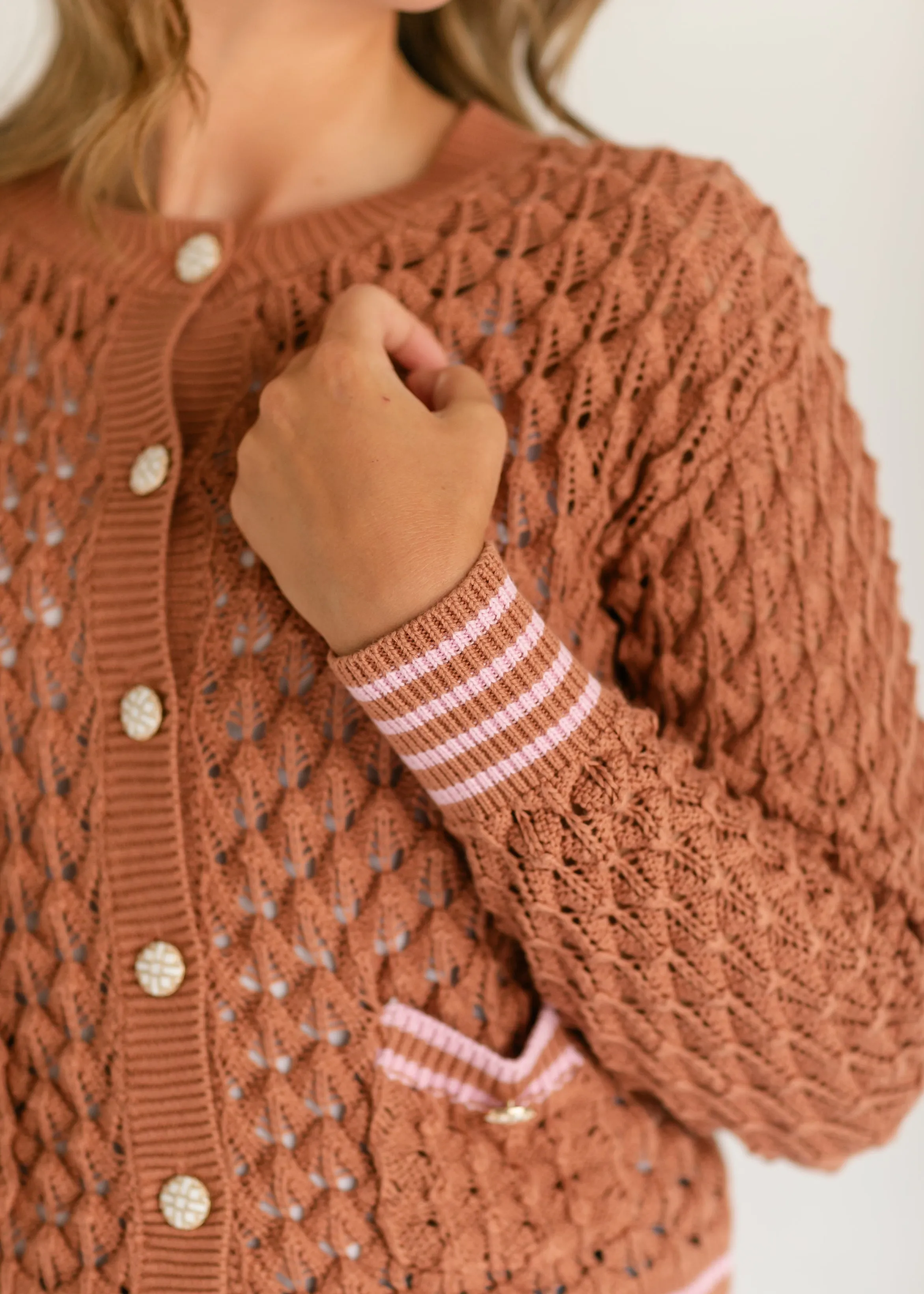 Button Up Rust Knit Cardigan