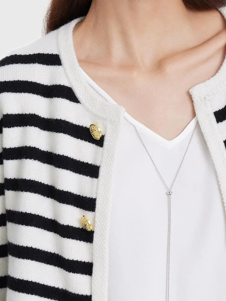 Button Up Woolen Striped Cardigan