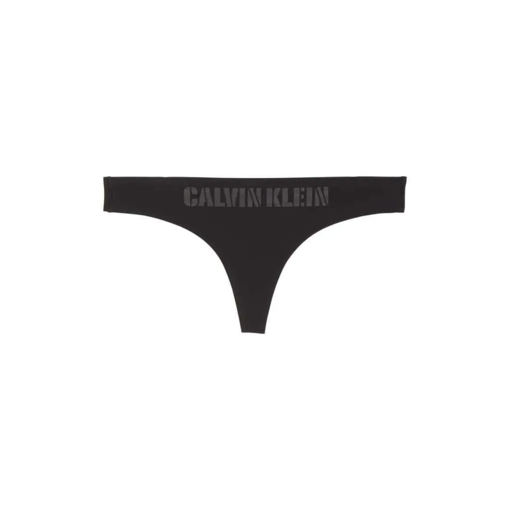 Calvin Klein QF4068 Logo-Waist Laser Thong SIZE LARGE Black NWT