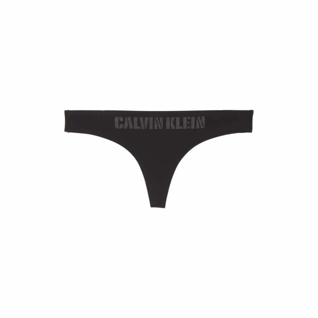 Calvin Klein QF4068 Logo-Waist Laser Thong SIZE MEDIUM Black NWT