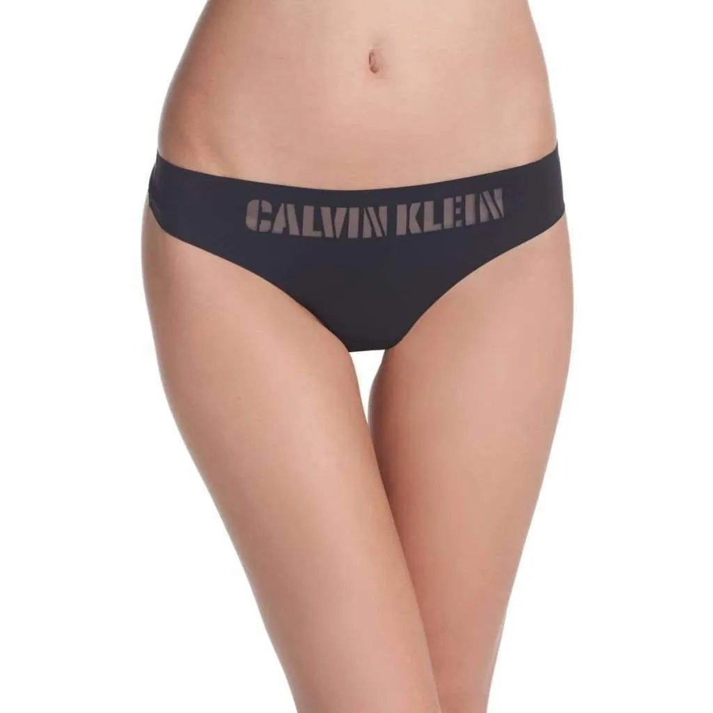 Calvin Klein QF4068 Logo-Waist Laser Thong SIZE XS X-SMALL Black NWT