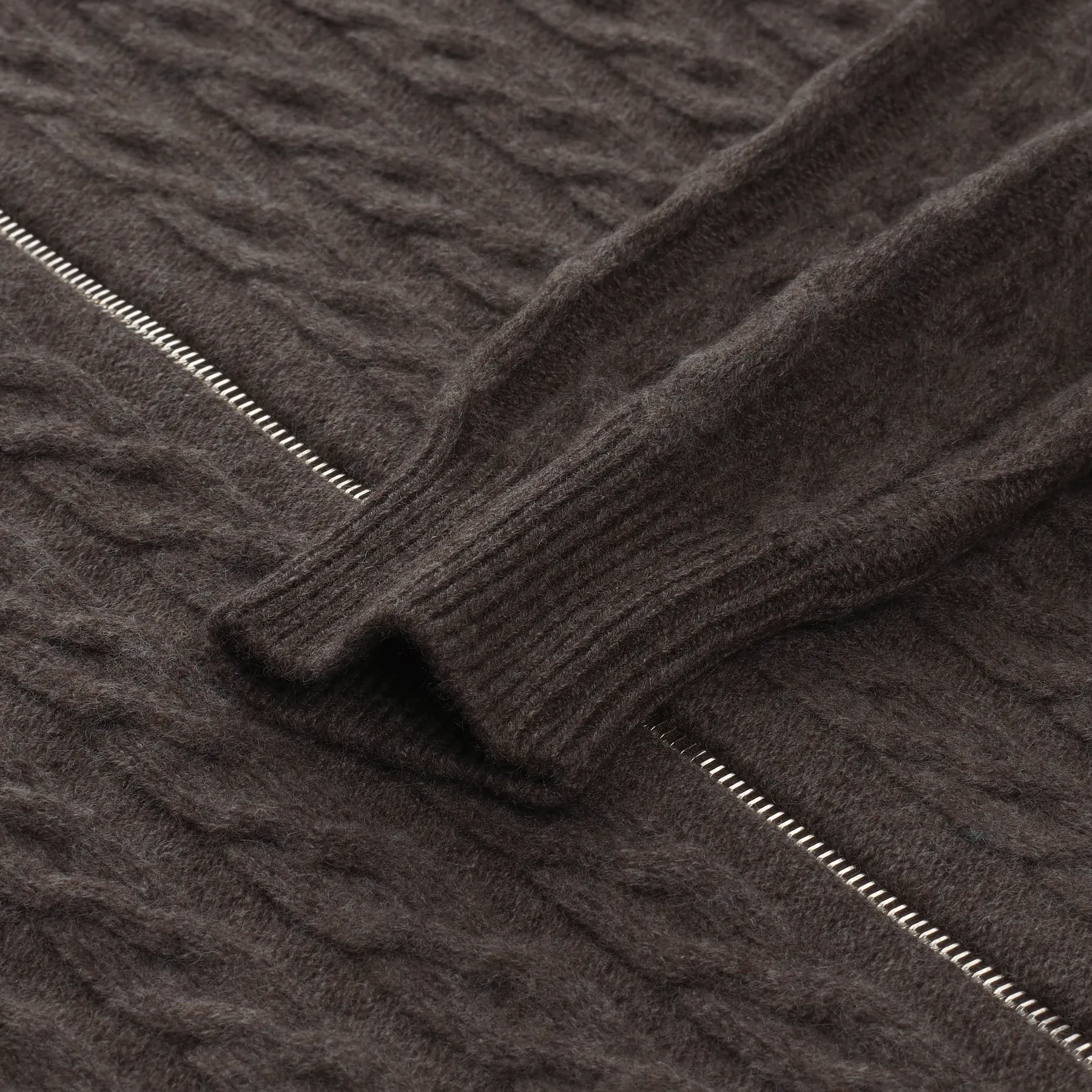 Cashmere Zip-Up Cardigan in Hazelnut