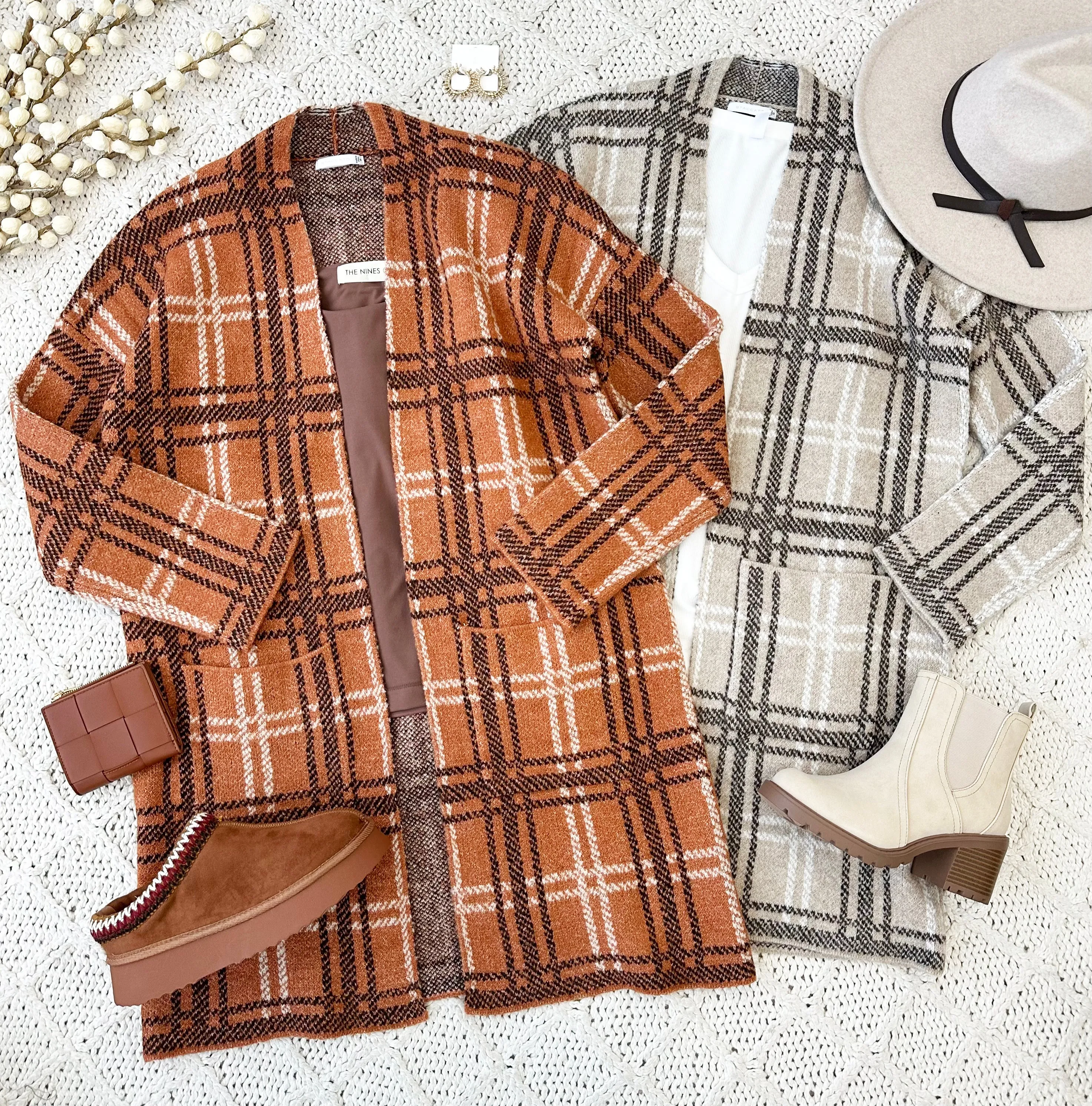 Checked Cardigan Jackets - 2 Colors!