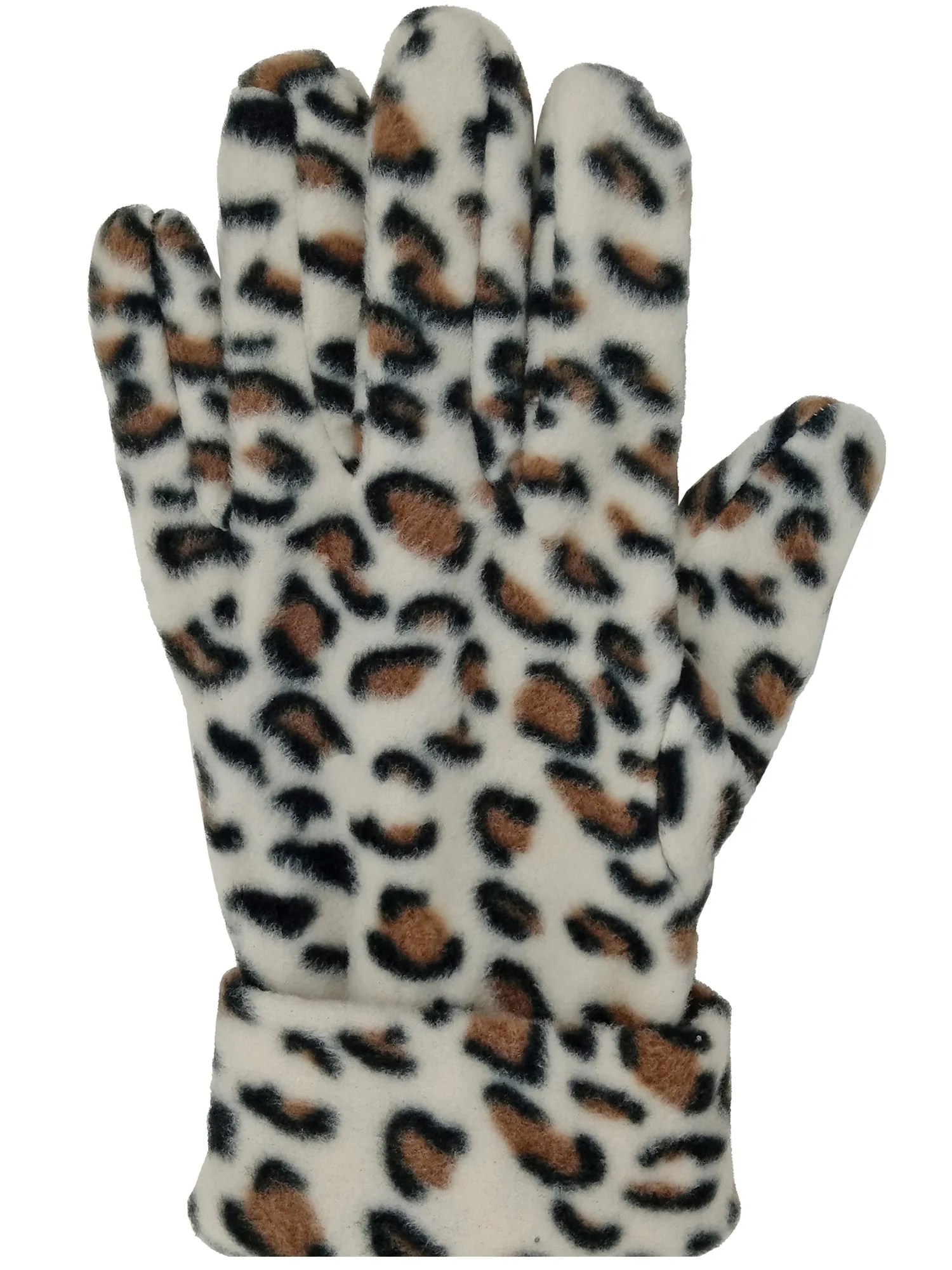 Cheetah Print Fleece 3 Piece Hat Scarf & Gloves Matching Set