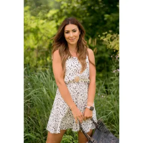 Cheetah Shoulder Tie Tank Dress