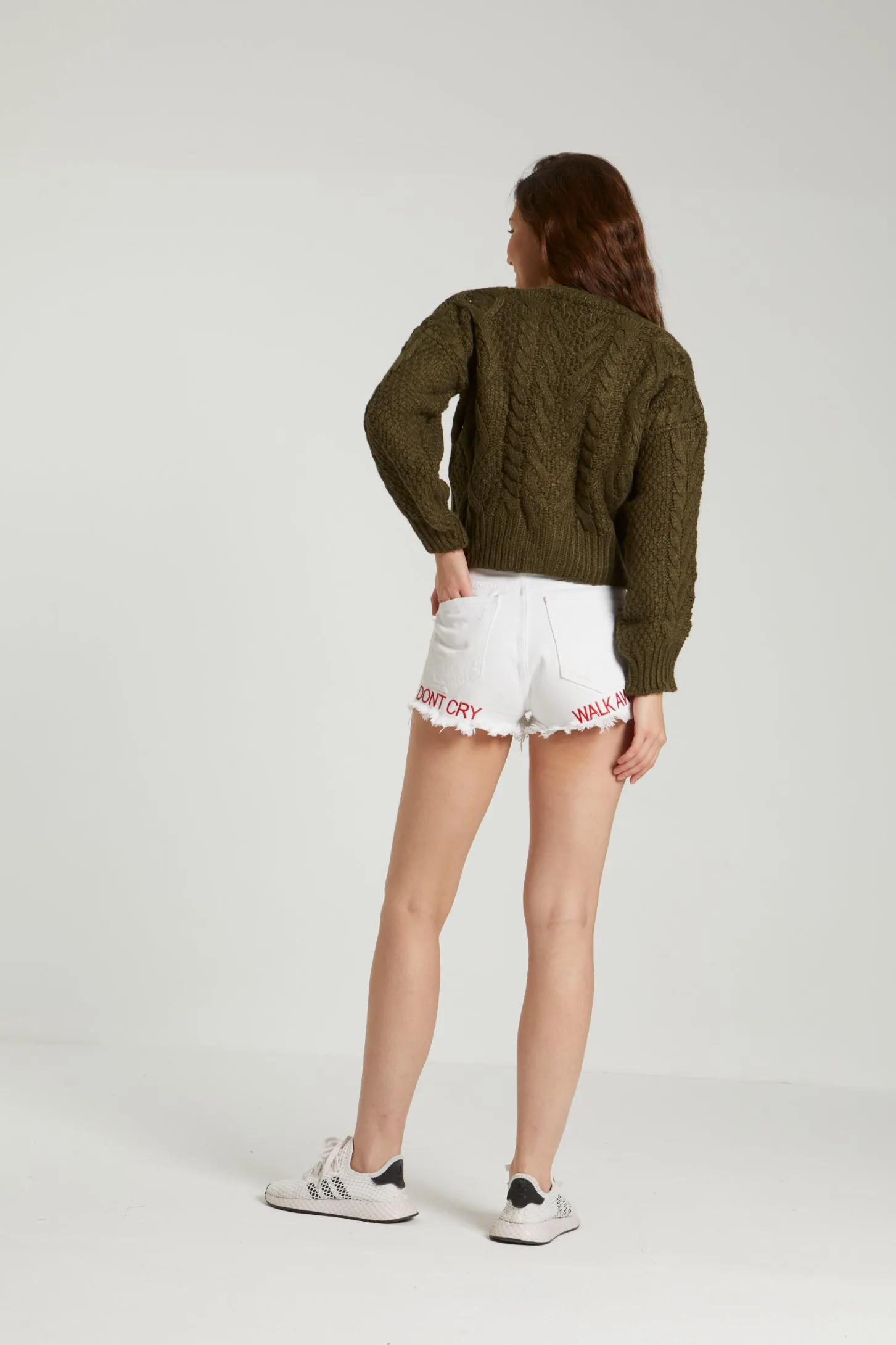 CHUNKY KNIT CARDIGAN - OLIVE