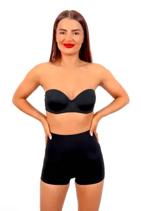 Contours And Confidence - Black Shapewear High Waist Control Boxer Shorts