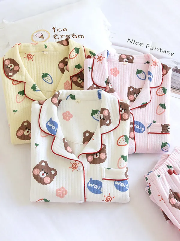 Cotton 2Pcs Bear Thicken Pajama Set