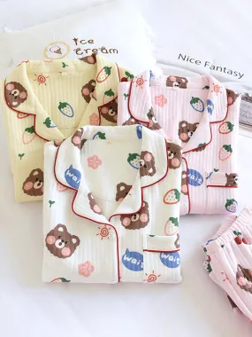 Cotton 2Pcs Bear Thicken Pajama Set