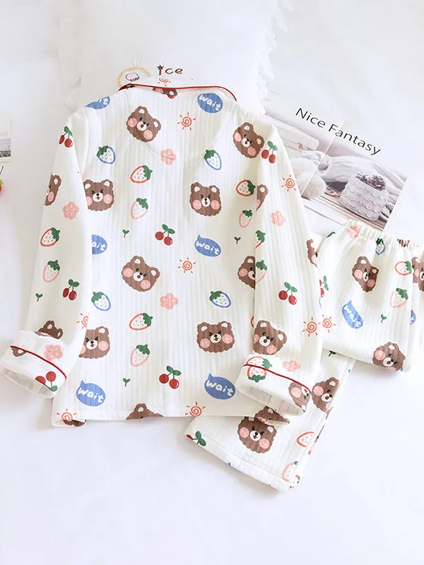 Cotton 2Pcs Bear Thicken Pajama Set