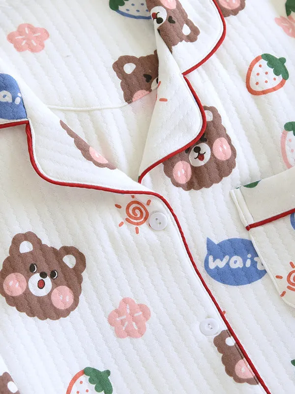 Cotton 2Pcs Bear Thicken Pajama Set