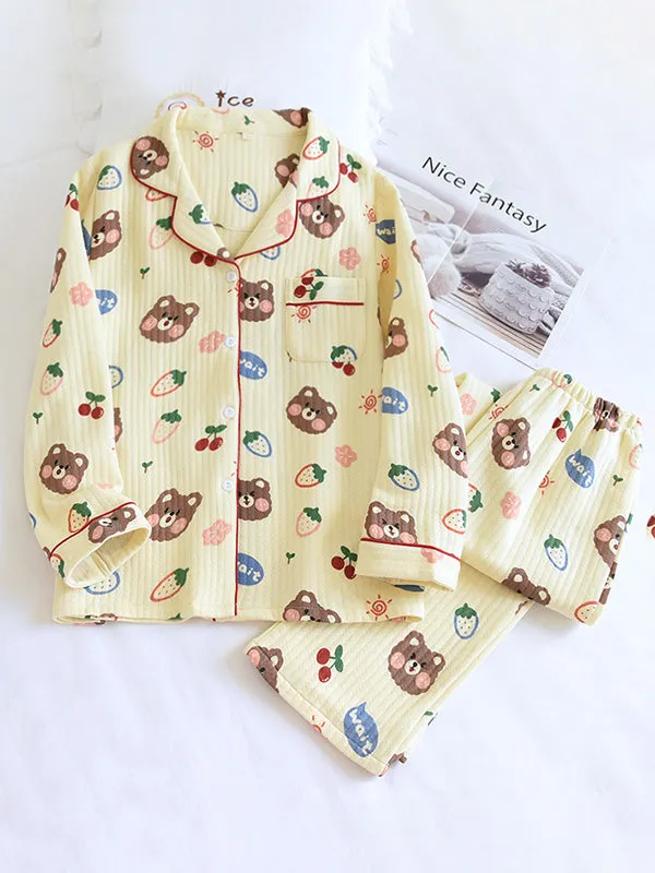 Cotton 2Pcs Bear Thicken Pajama Set