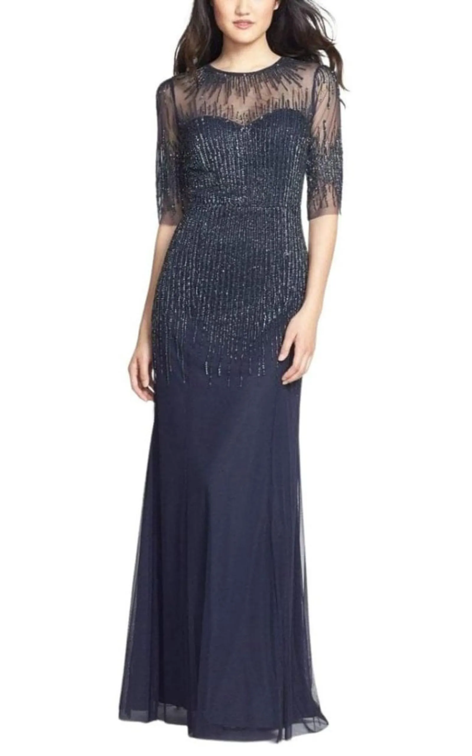 Embellished Illusion Jewel Sheath Gown