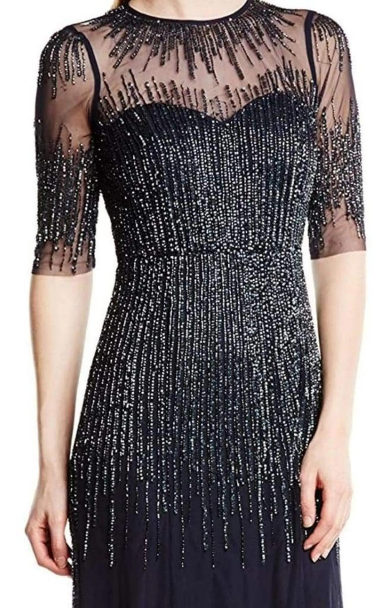 Embellished Illusion Jewel Sheath Gown