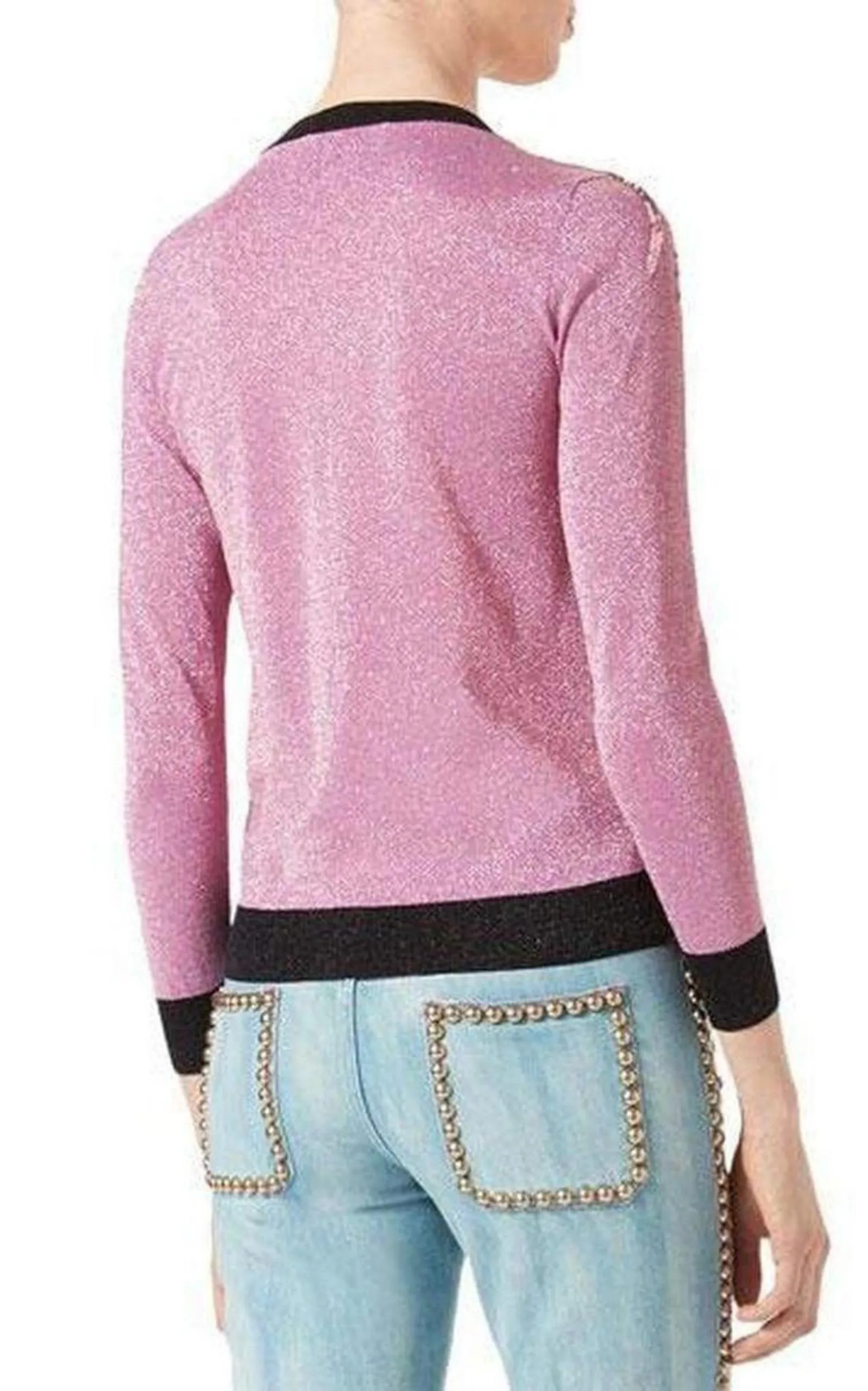 Embroidered Metallic Light Pink Sweater