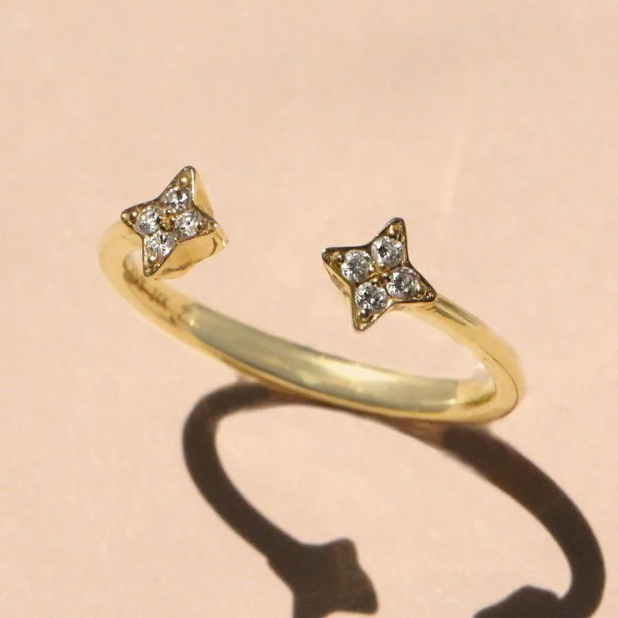 Enlarged Mercury Open Ring - Cognac Diamonds