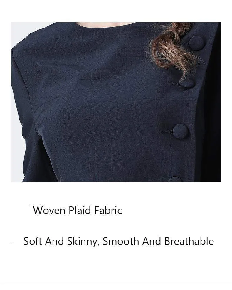 Fashion Button Up Plaid Long Sleeve Ladies Top Elegant Slim Office Work Wear Blouses