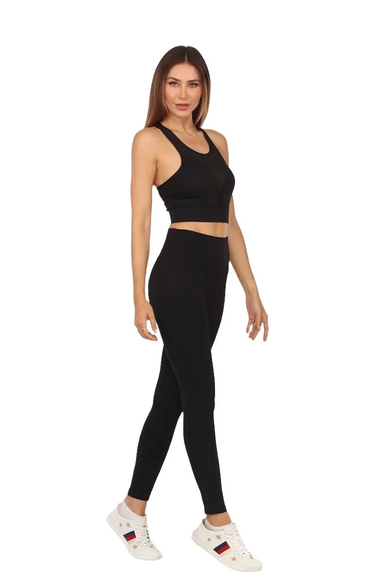 Fitwear Flat Stomach Elastic Waist Legging LA0517P Black