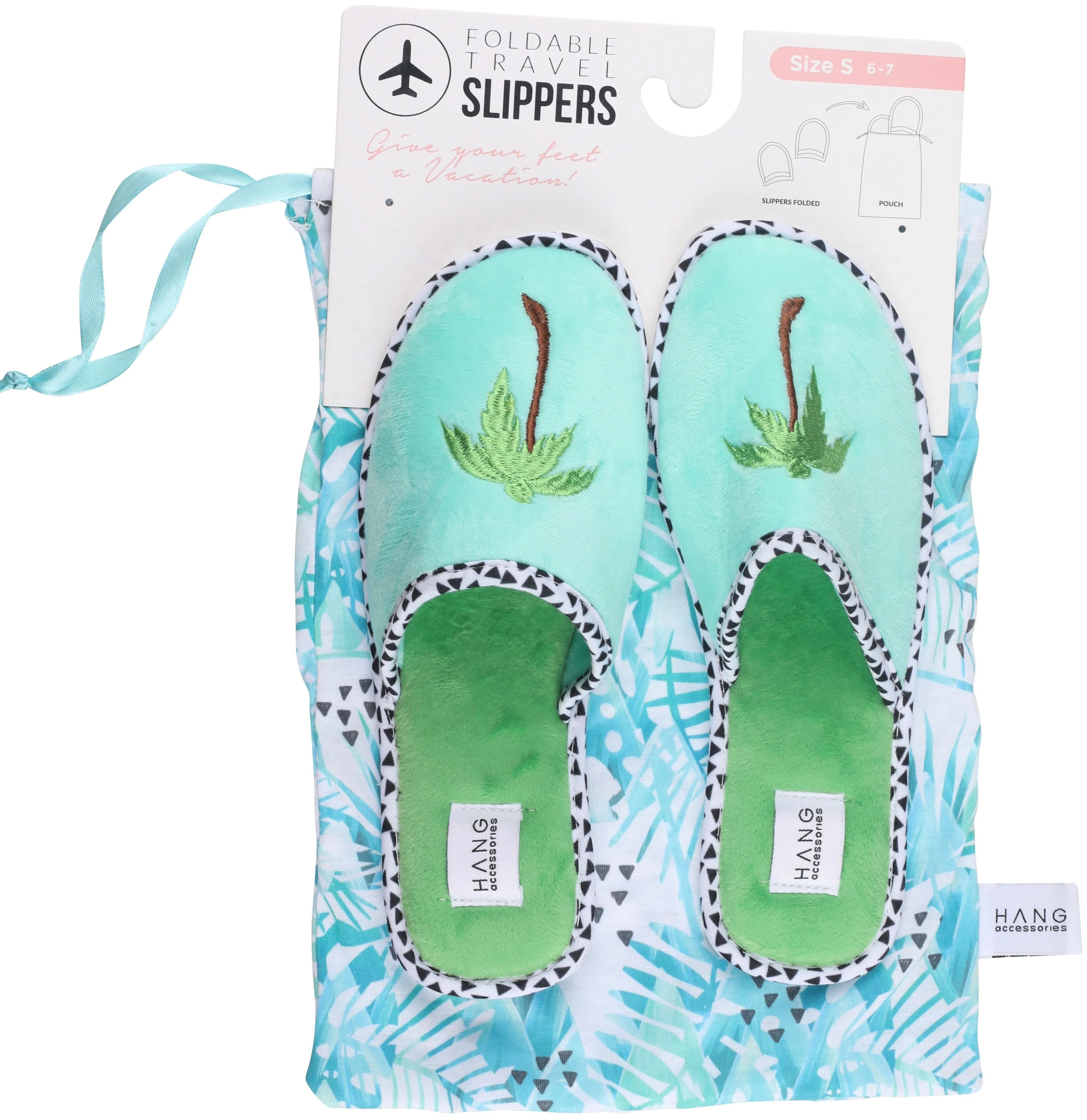 Foldable Travel Slippers Palm Tree