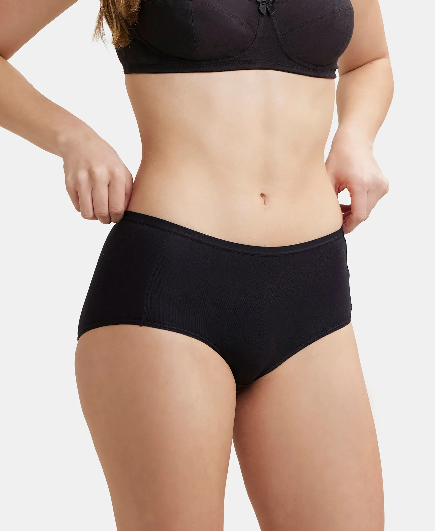 Full Coverage Micro Modal Elastane Stretch Full Brief With Exposed Waistband and StayFresh Treatment  - Black