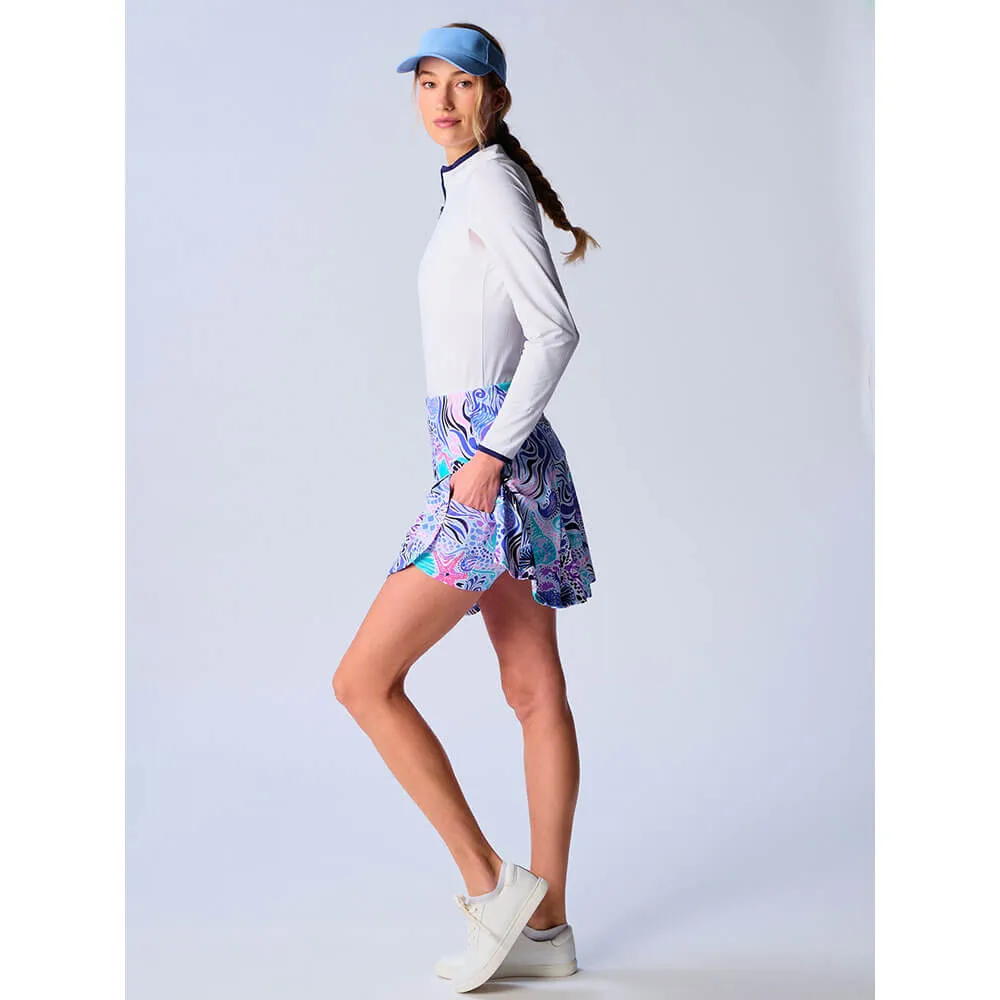 G Lifestyle 17-Inch Flare Skort - Blue Sea Wave