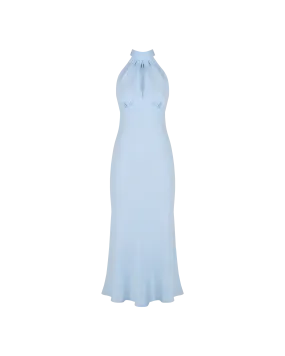 GIGI LINEN HALTER DRESS BABY BLUE