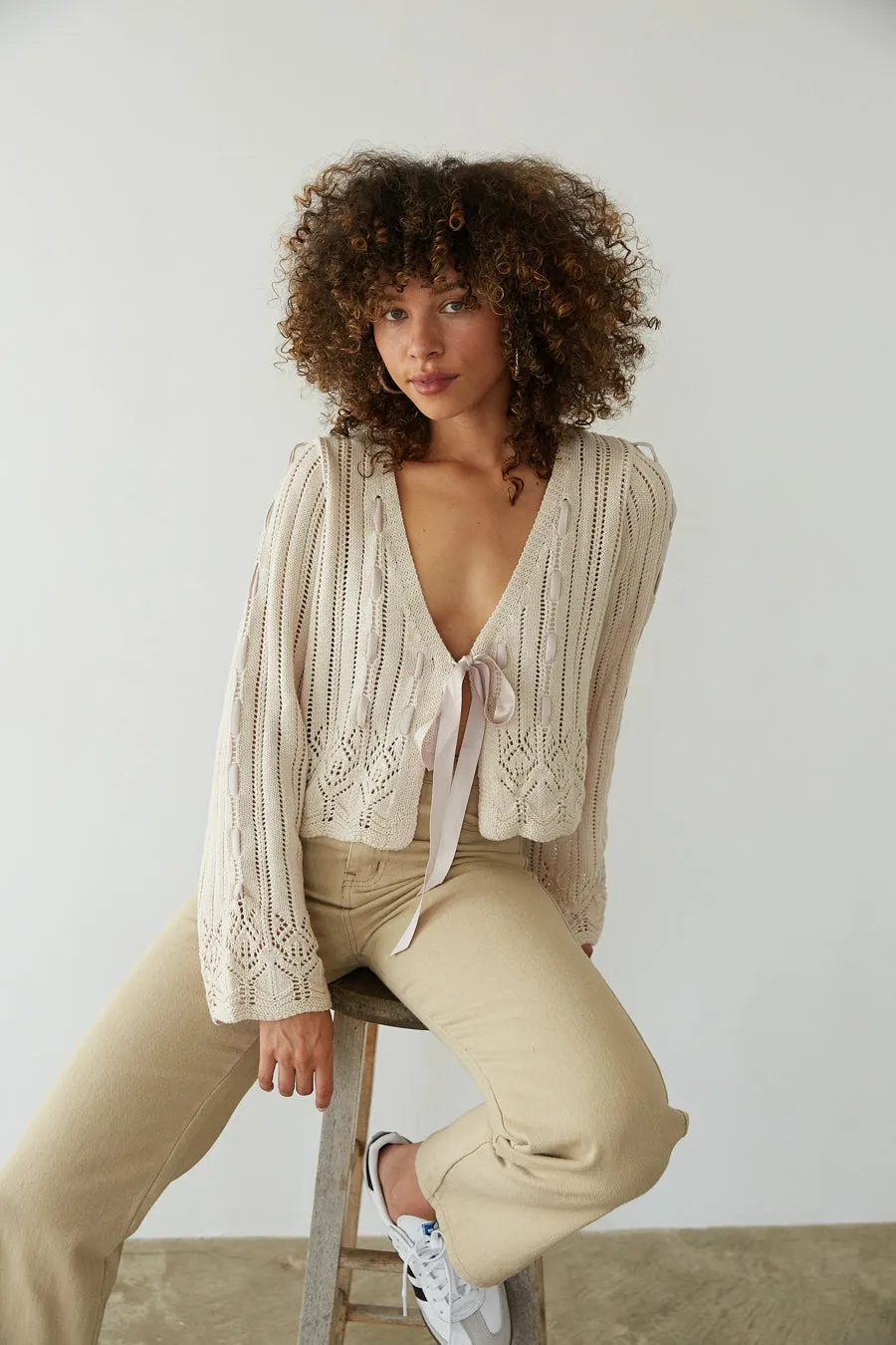 Ginger Crochet Ribbon Cardigan