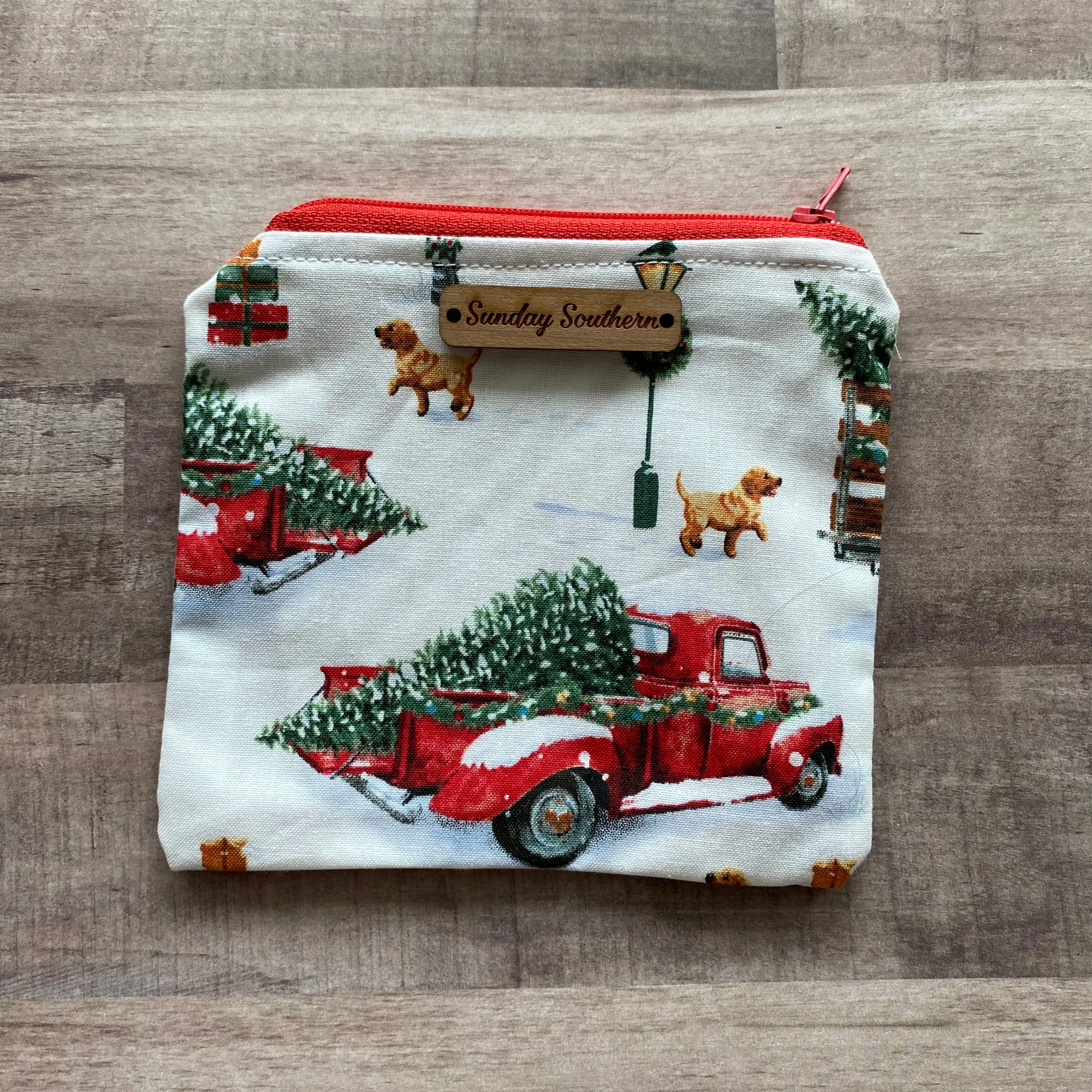 Hallmark Red Truck Mini Zipper Bag