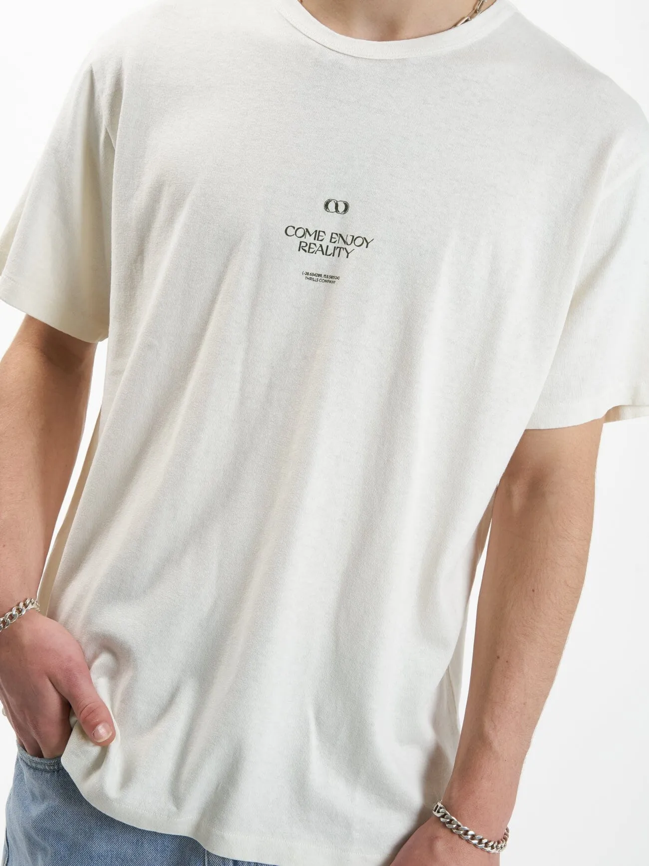 Hemp Come Enjoy Reality Merch Fit Tee - Dirty White