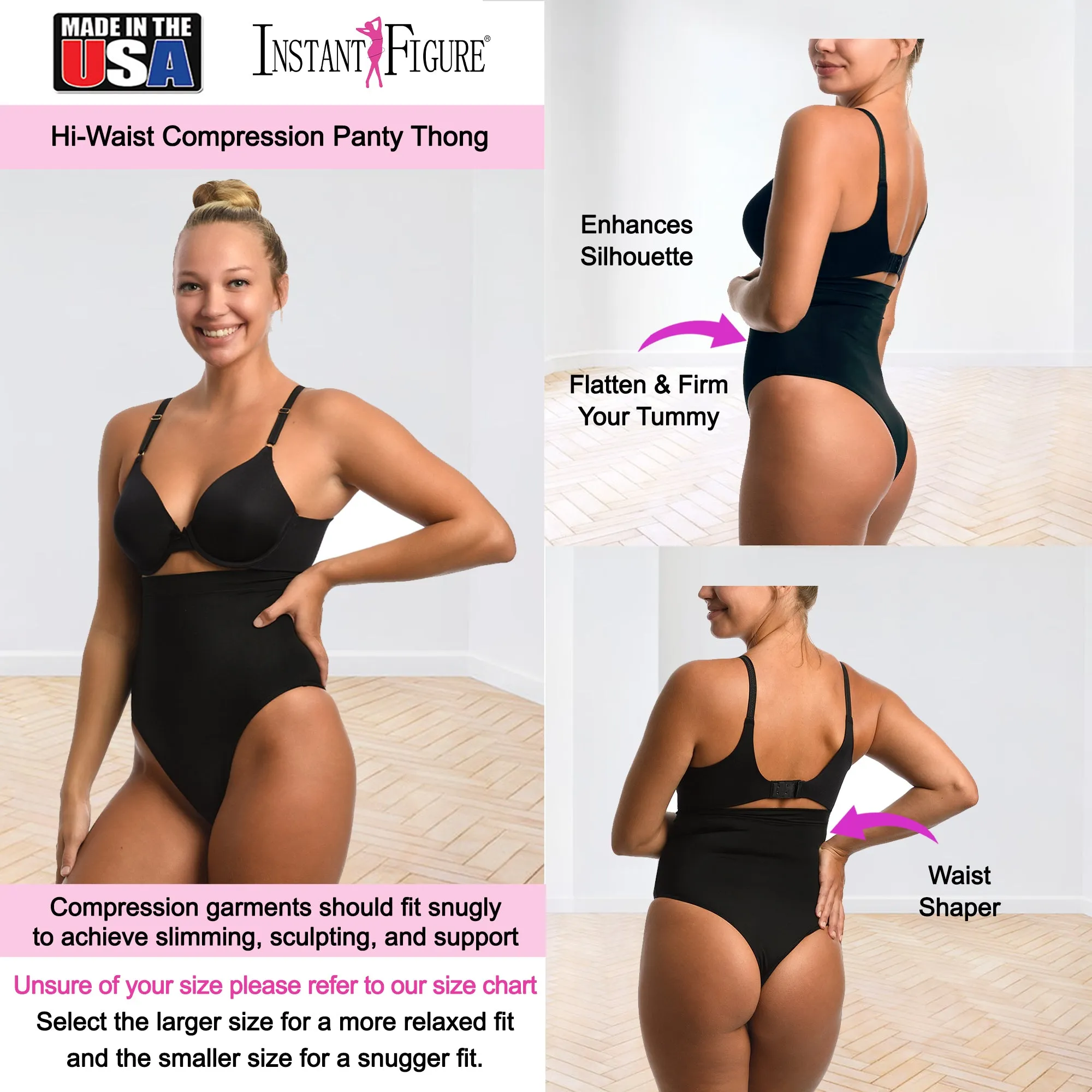 InstantFigure Compression Hi-waist panty thong WP019T