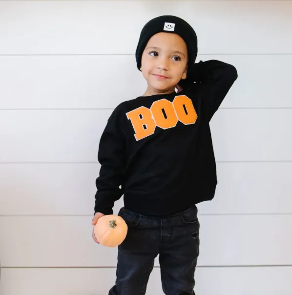 Kids Halloween Sweatshirt - "Boo" Patch