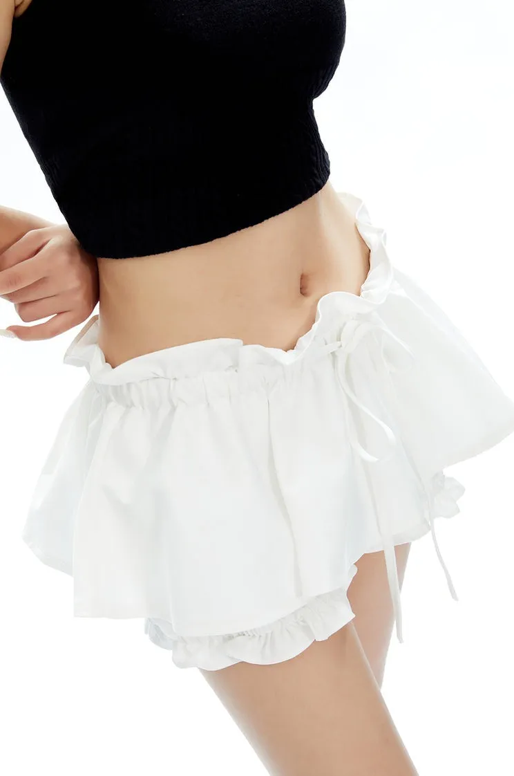 Layered Ruffle Mini Skirt Shorts with Drawstring Detail