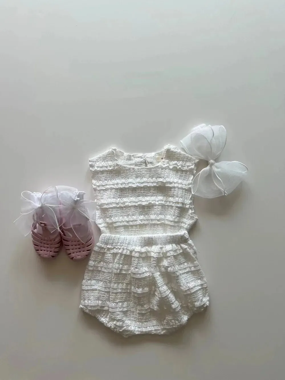 Layered Ruffle Vest & Shorts Set