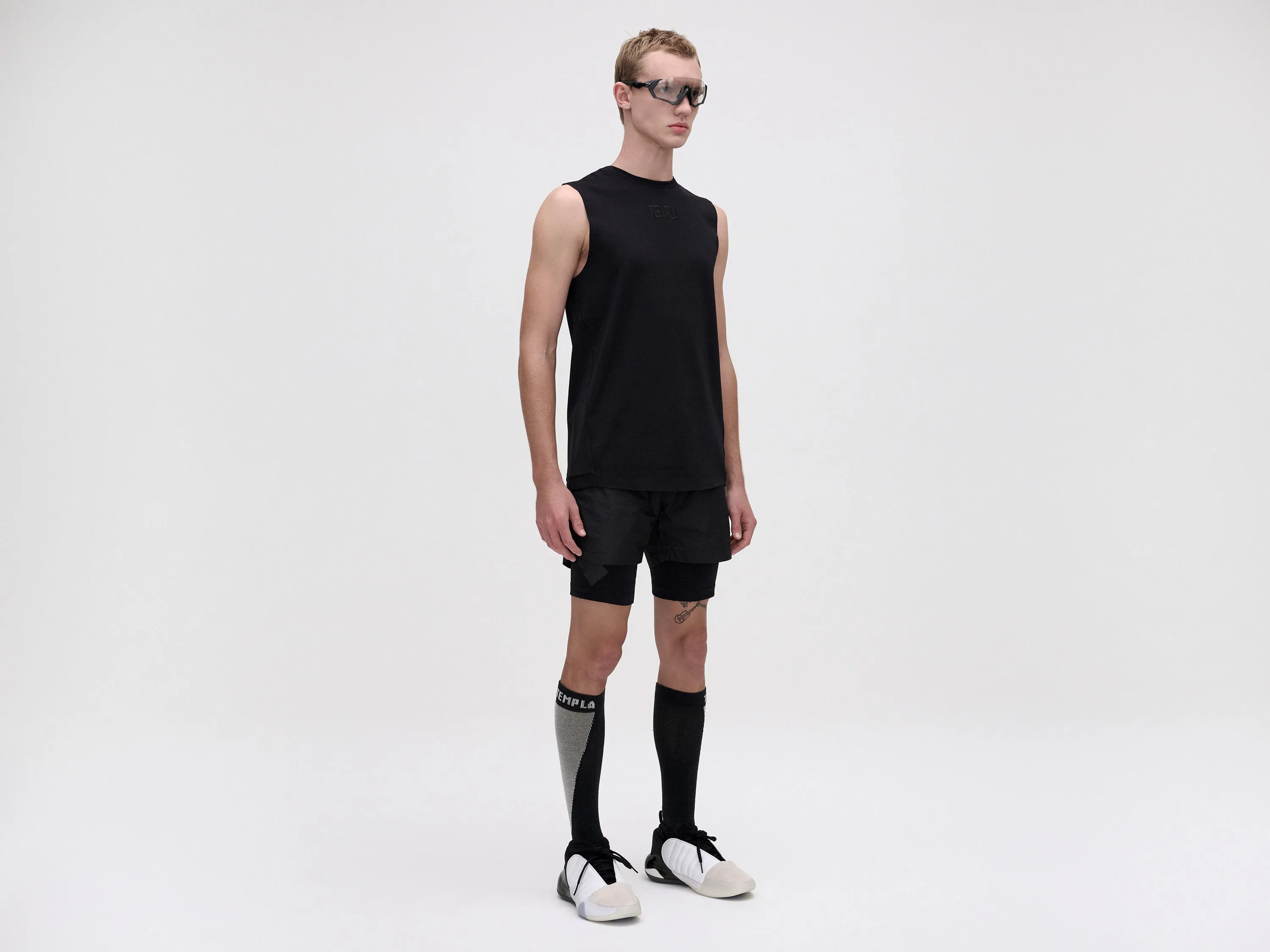 LAYERED TRACK SHORTS - BLACK