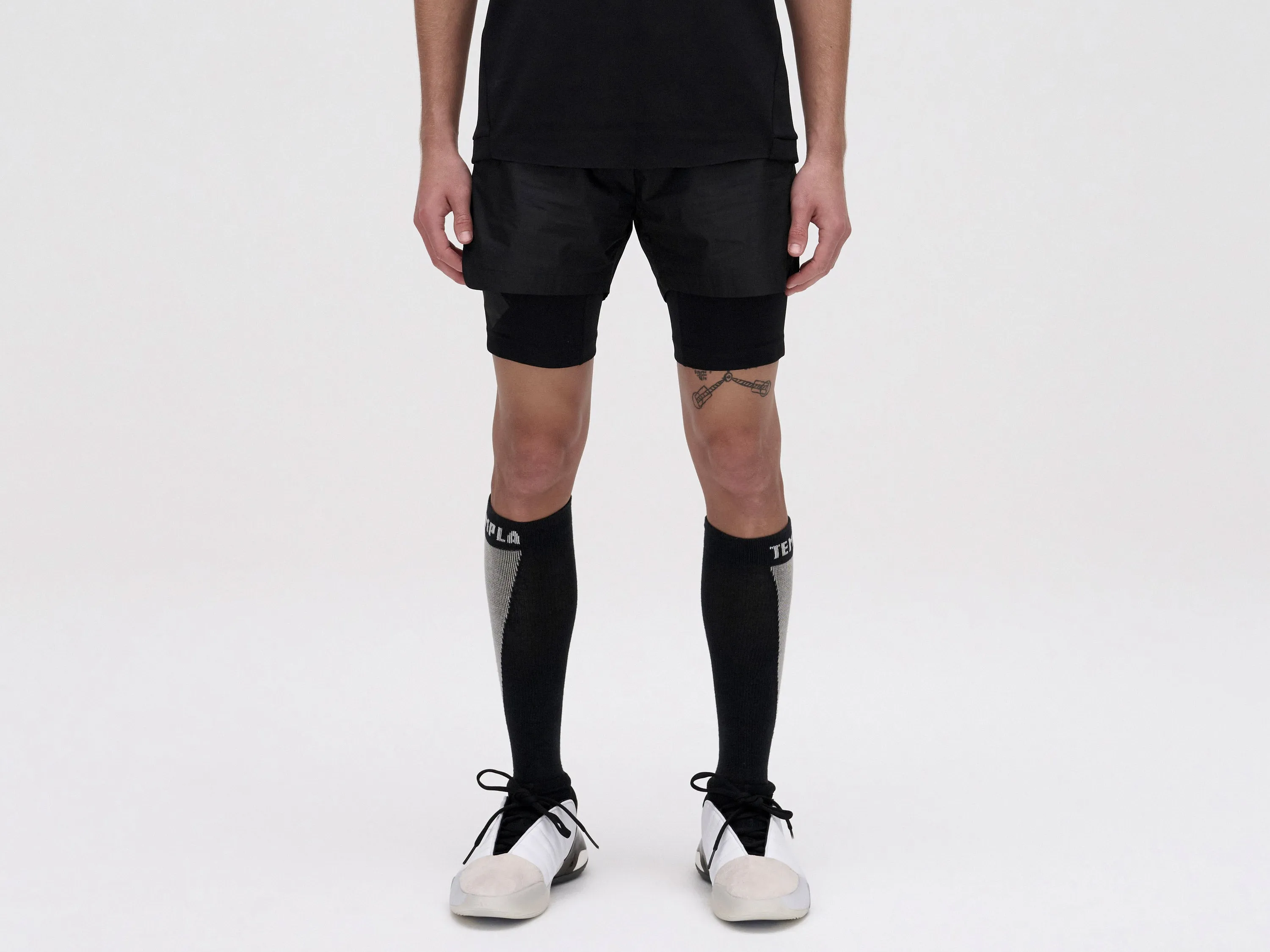 LAYERED TRACK SHORTS - BLACK