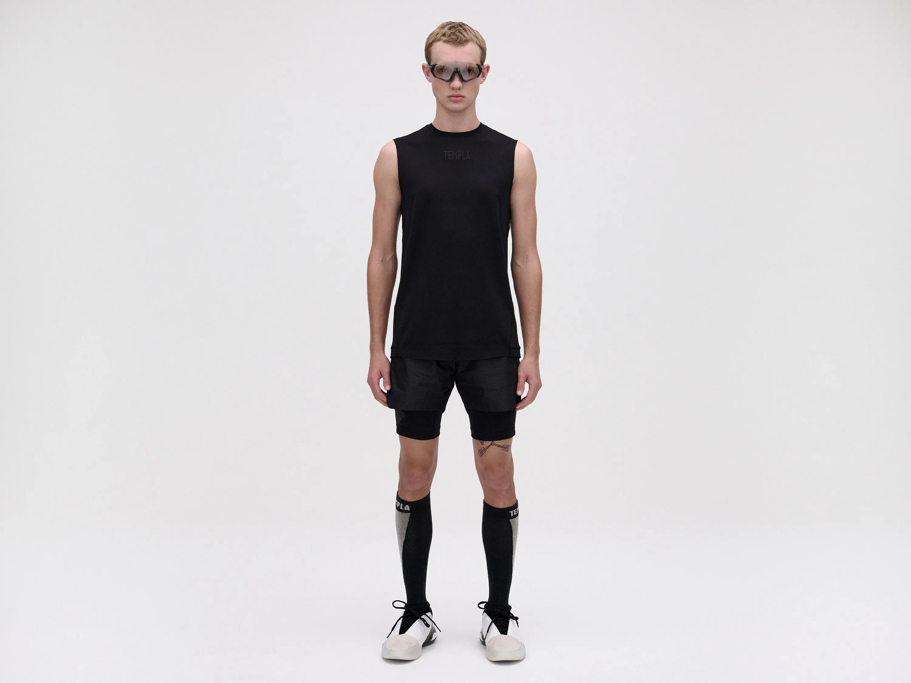 LAYERED TRACK SHORTS - BLACK