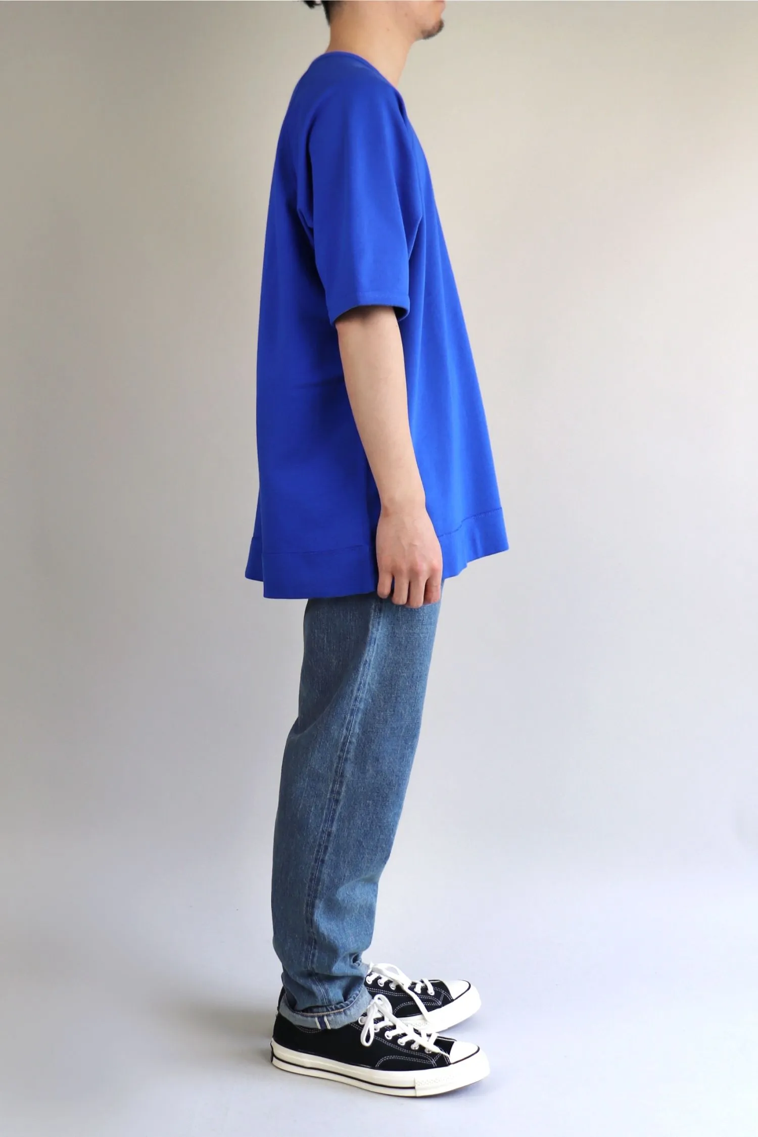 LENO FREEDOM SLEEVE SWEAT T-SHIRT - BLUE