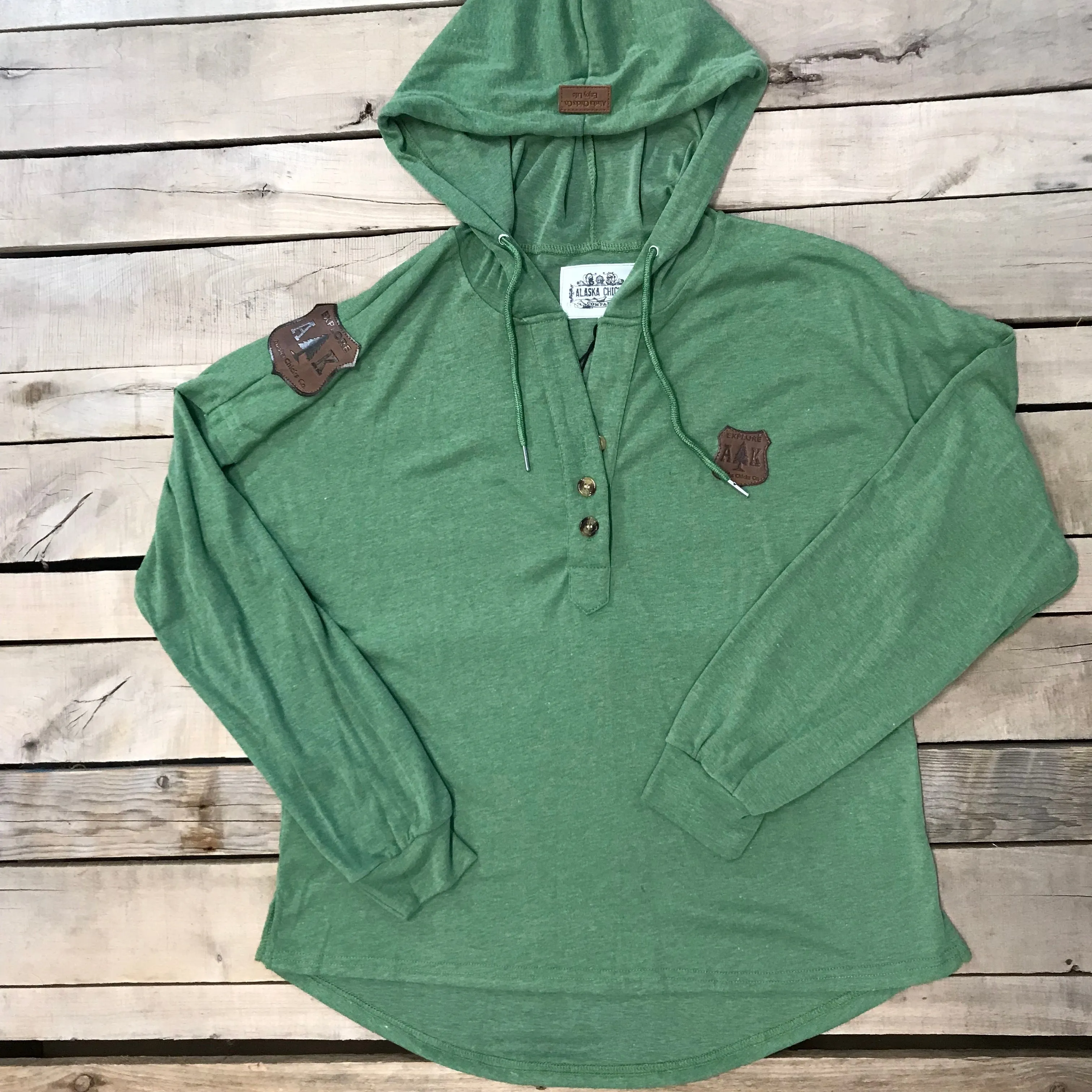 Long Sleeve T-shirt Hoodie With Buttons