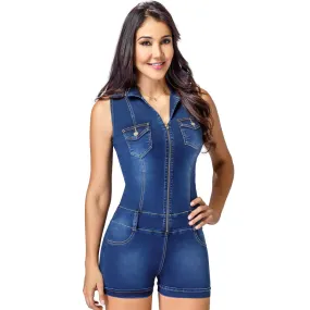 Lowla Shapewear 269255 | Denim Romper for Women with Inner Girdle