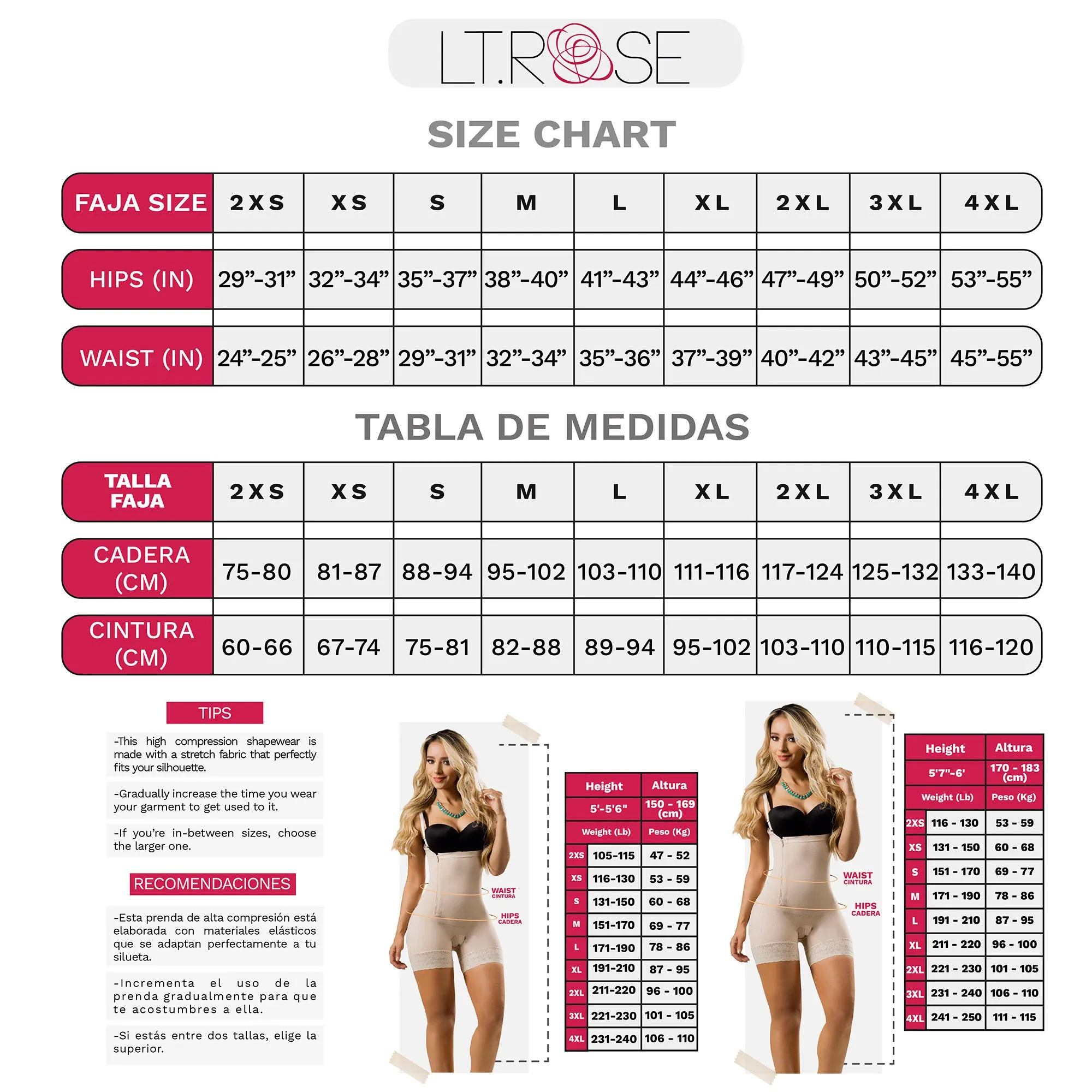 LT. Rose 21882 | Tummy Control Shapewear Shorts for Women | Everyday Use Colombian Fajas for Dresses