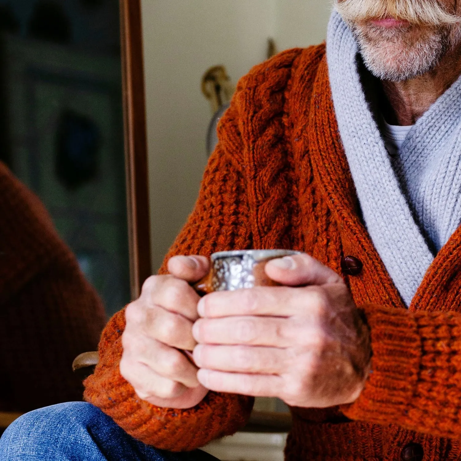 Men's Cable Donegal Wool Cardigan